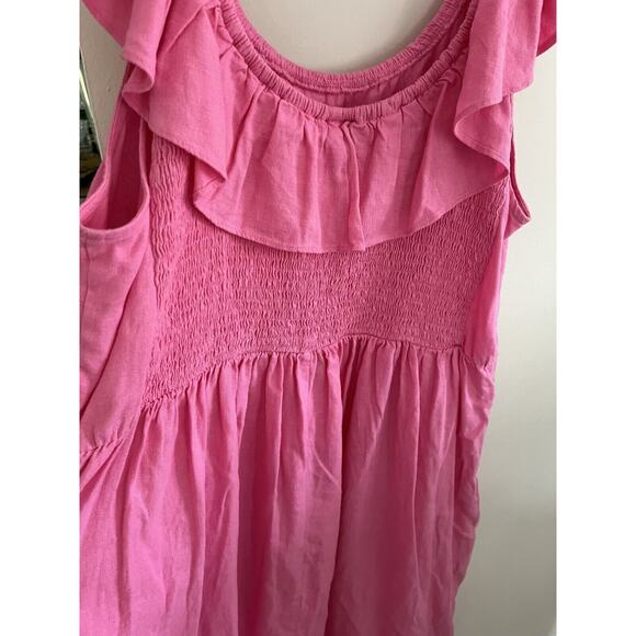 Ava & Viv Women's 2X Pink Linen Boho Maxi Dress/Beach Cover Up w Pockets - Picture 7 of 7